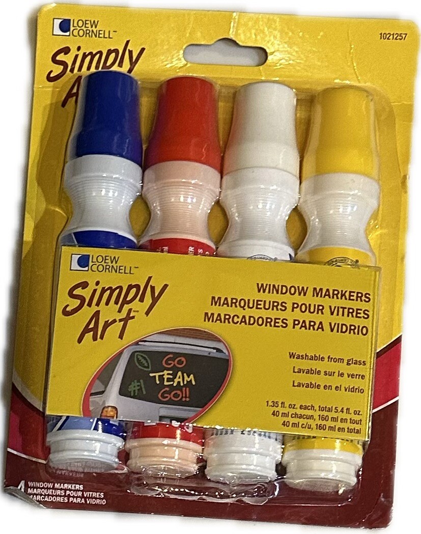 LOEW CORNELL SIMPLY ART WINDOW GLASS MARKERS PAINT RED BLUE YELLOW WHITE WEDDING