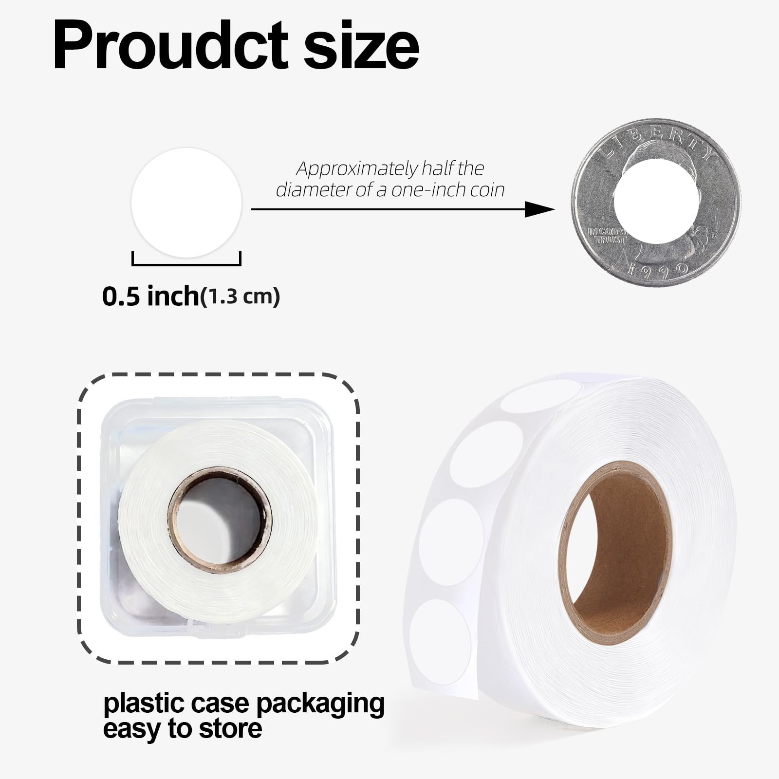 Round White Dot Stickers 1000PCS 1/2 Inch Adhesive Coding Label Marking Dots