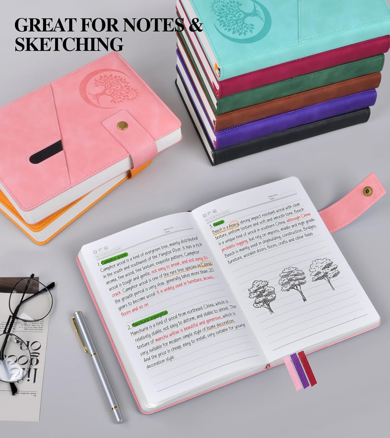 Lined Journal Notebook for Men, A5 Leather Journals for Writing Women, Hardcover
