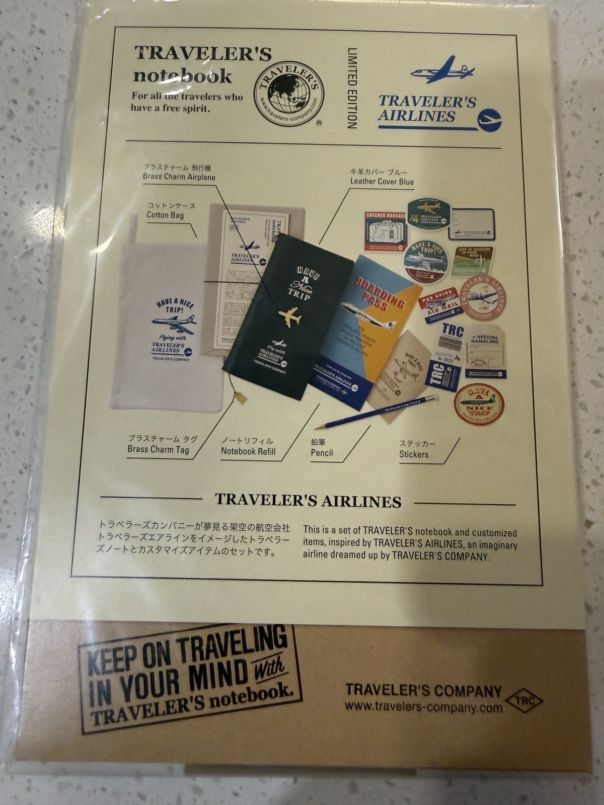 Travelers Notebook Traveler’s airlines Limited Box Set New Japan Leather Blue