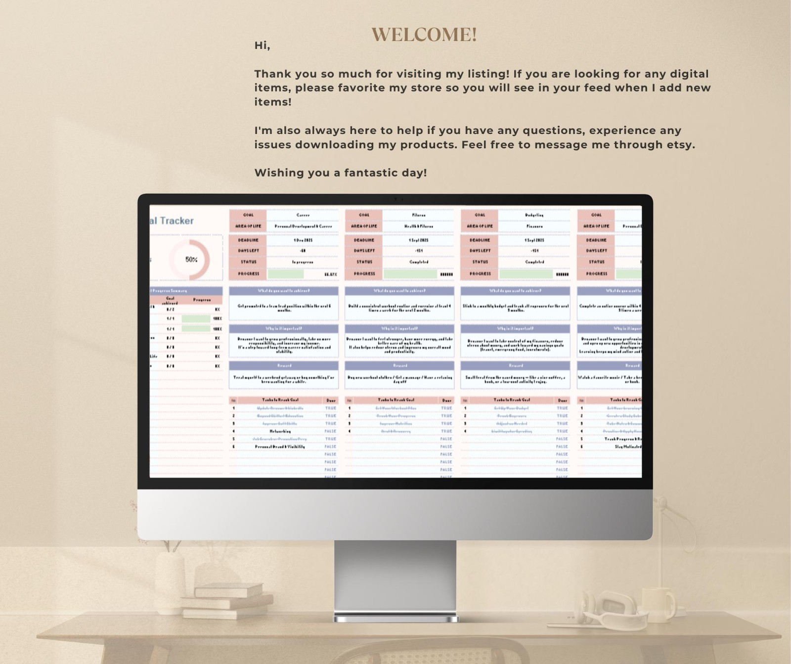 Digital ADHD Planner Spreadsheet Google Sheets Habit Task Tracker