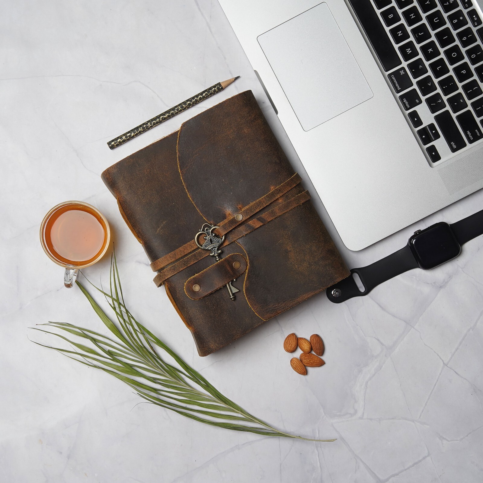 US Notebook with Lock – Vintage Leather Journal – Handmade Cotton Paper Diary
