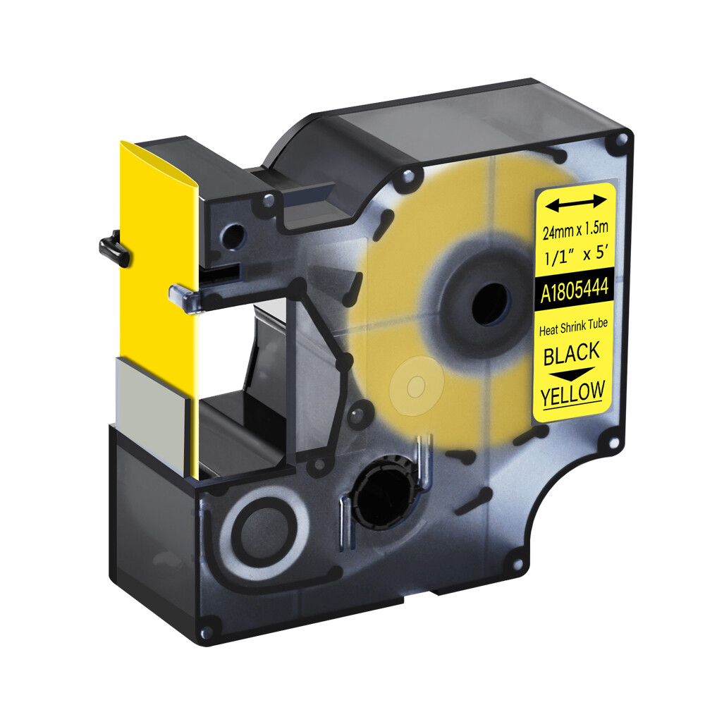Industrial Black Print on White / Yellow Heat Shrink Tube For Dymo RHINO 6000