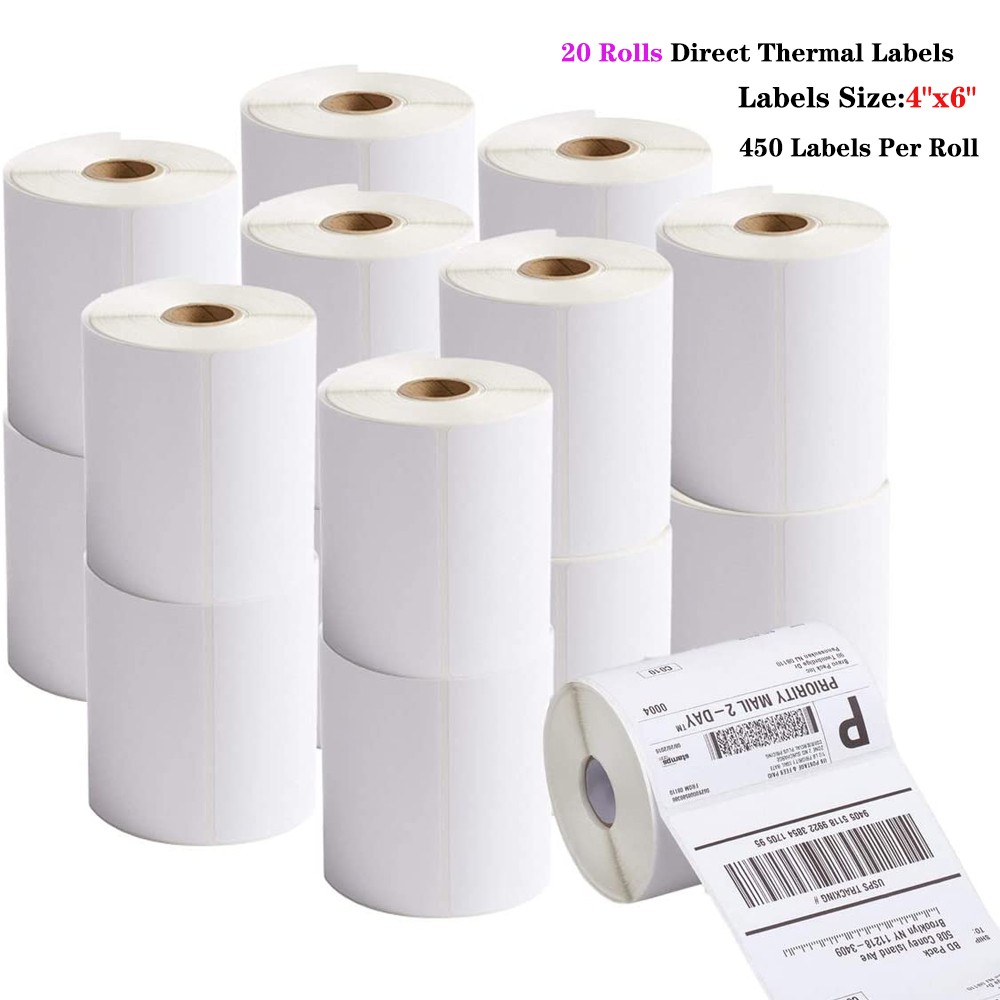 20 Rolls 4×6 Direct Thermal Shipping Labels For Zebra ZP450 Eltron 2844 450/Roll
