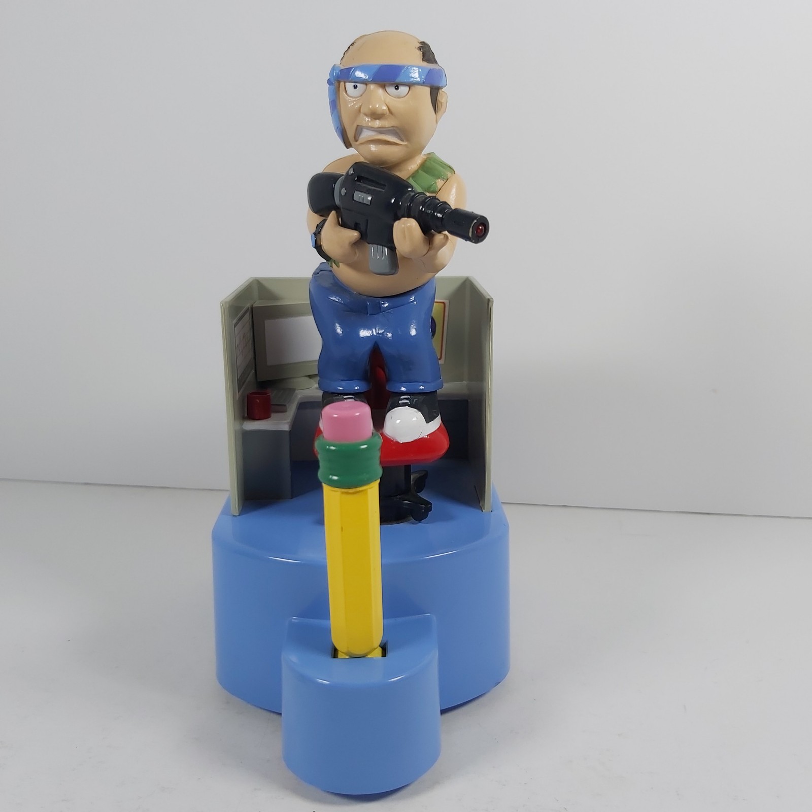 2007 Business Card Holder Gemmy Office Commando Desk Top Figure Talks