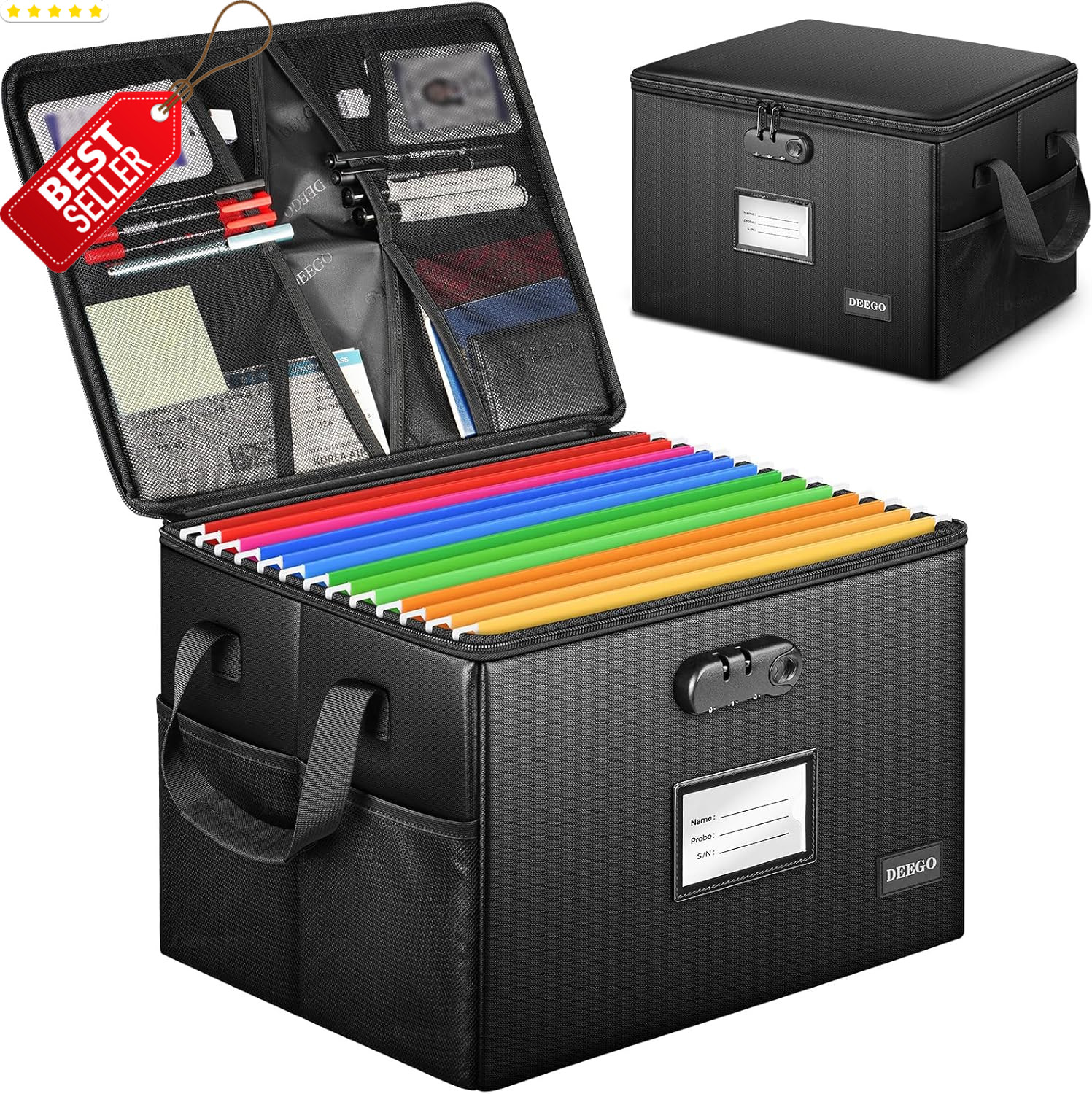 Fireproof Document Box Lock Water Resistant File Organizer for Home Office – US