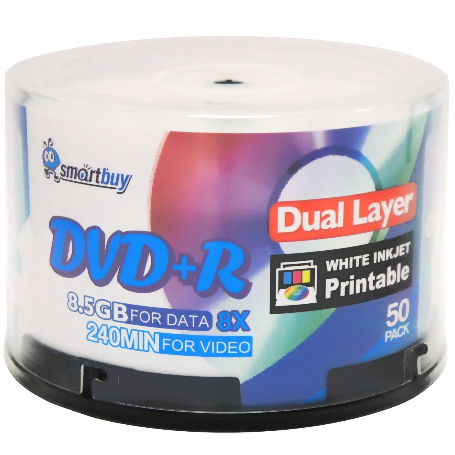 Smart Buy 50 Pack DVD+r Dl 8.5gb 8X DVD Plus R Double Layer Printable White