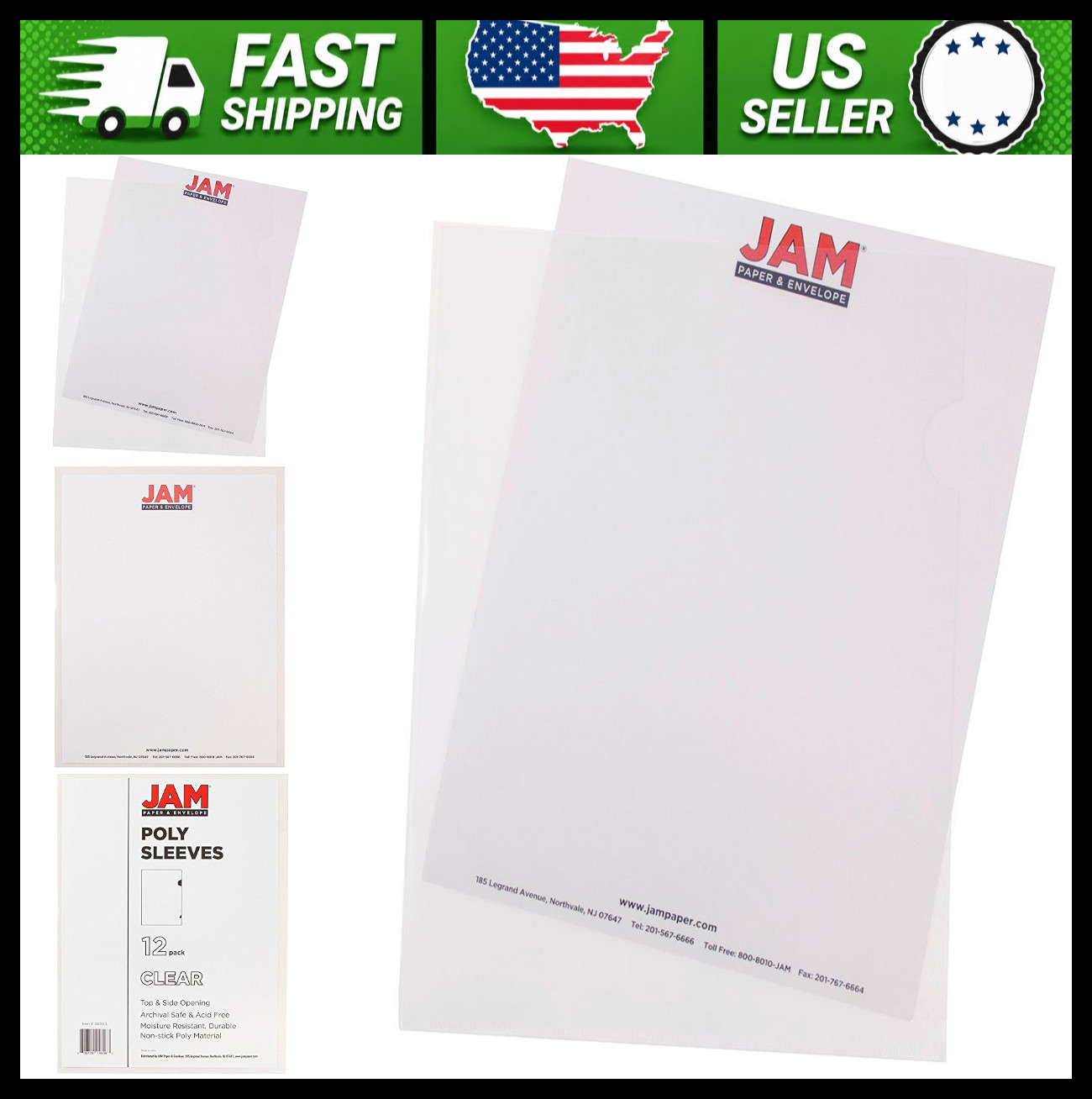 JAM Paper Clear Letter Size Plastic Sleeves 120 Pack Project Pockets