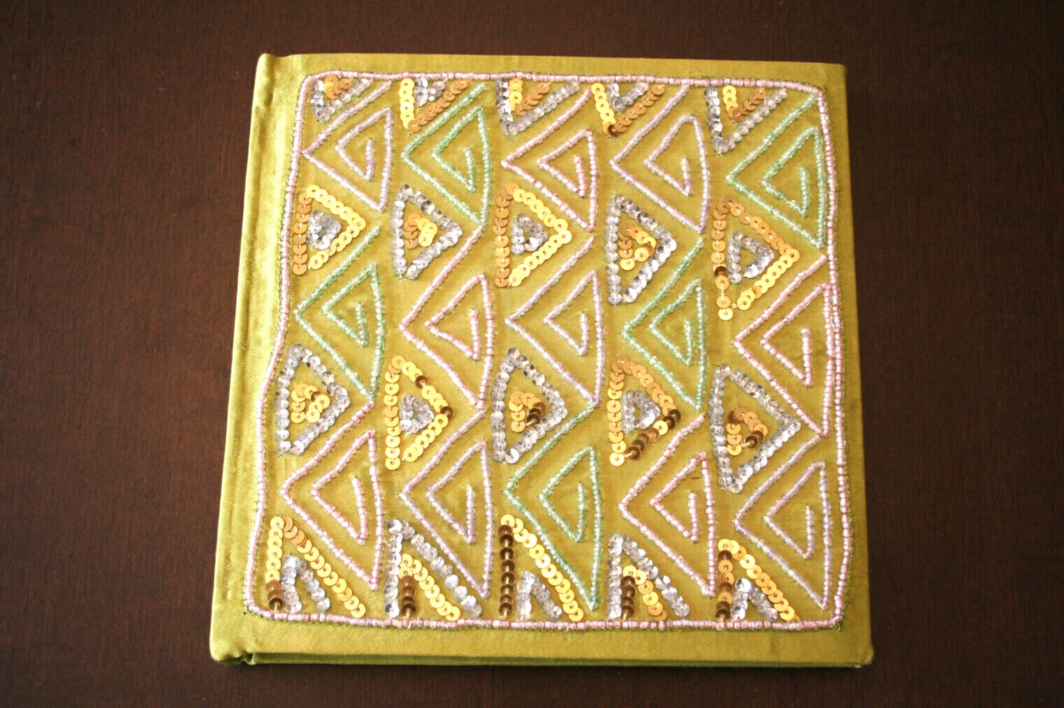 Handmade Journal Notebook Diary Silk Sequins Hardcover Unlined