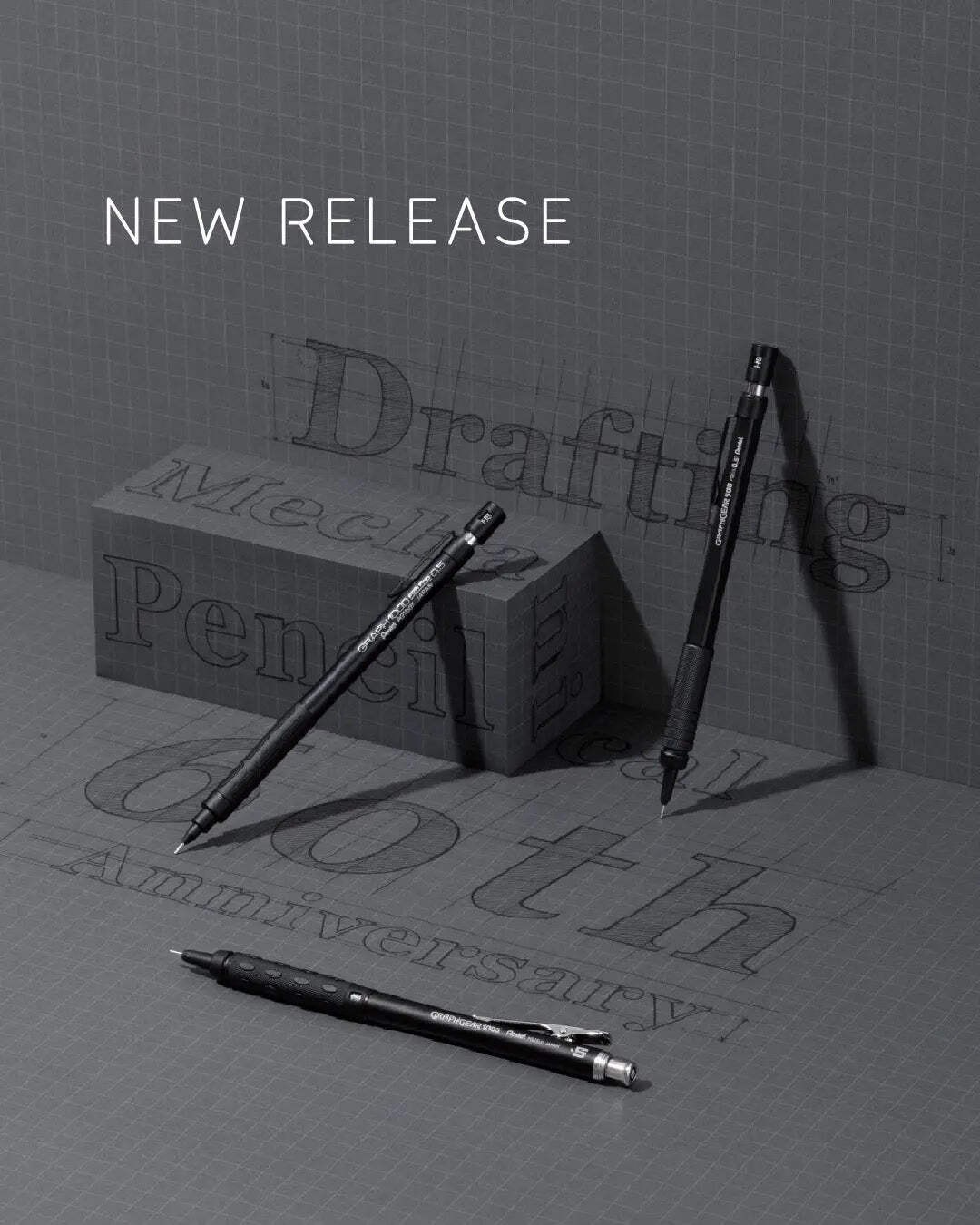 Pentel GraphGear/Graph Black Edition, Mechanical Drafting Pencils, Pentel 60th A