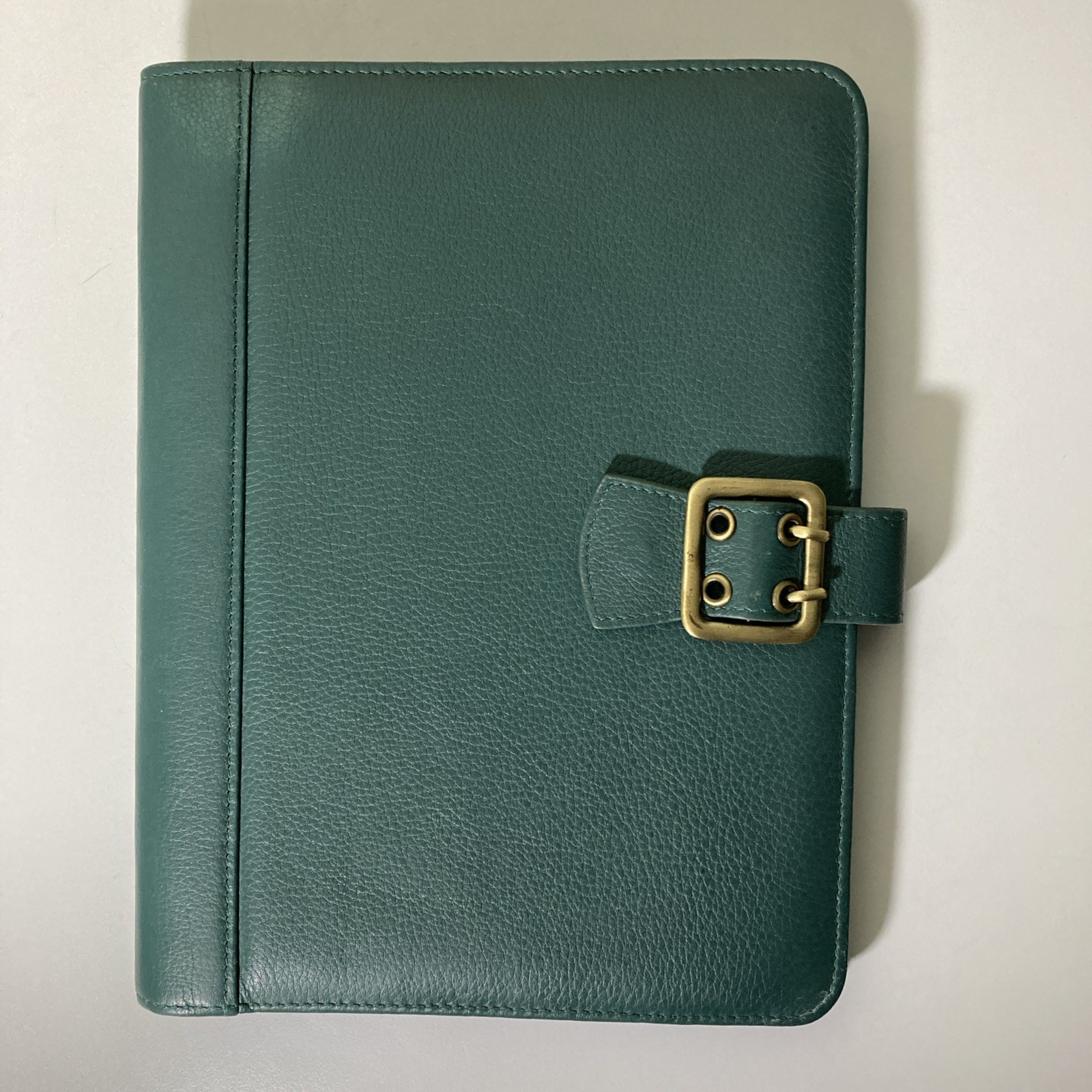 Franklin Covey Green Planner Binder Organizer Faux Leather Strap Closure