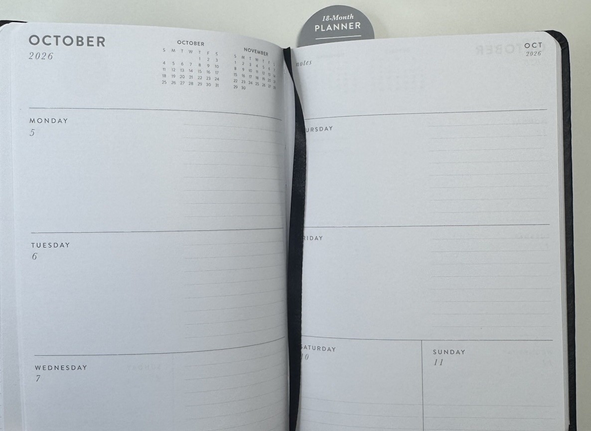 2026-2027 18-Month Calendar Planner Weekly BLACK & GOLD ECCOLO Sz 5×8”