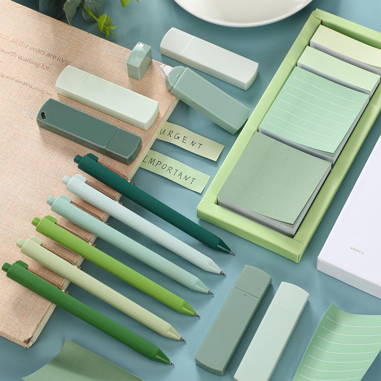 Resurhang Sage Green Office Desk Accessories Aesthetic School Supplies Pens