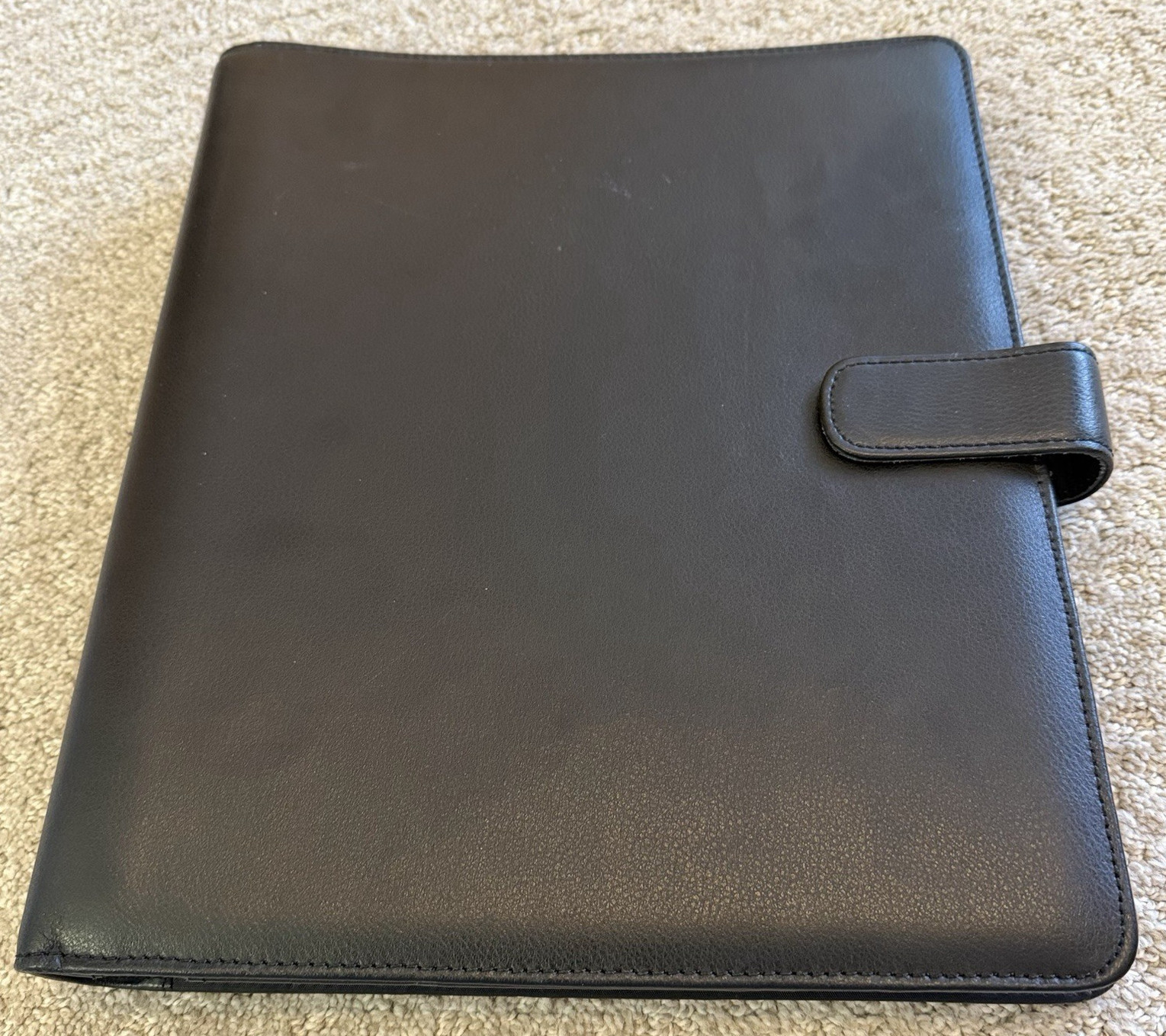 Day Timer Smooth Black Leather 7 Ring Planner Snap Close w/ Inserts 2000 Vintage