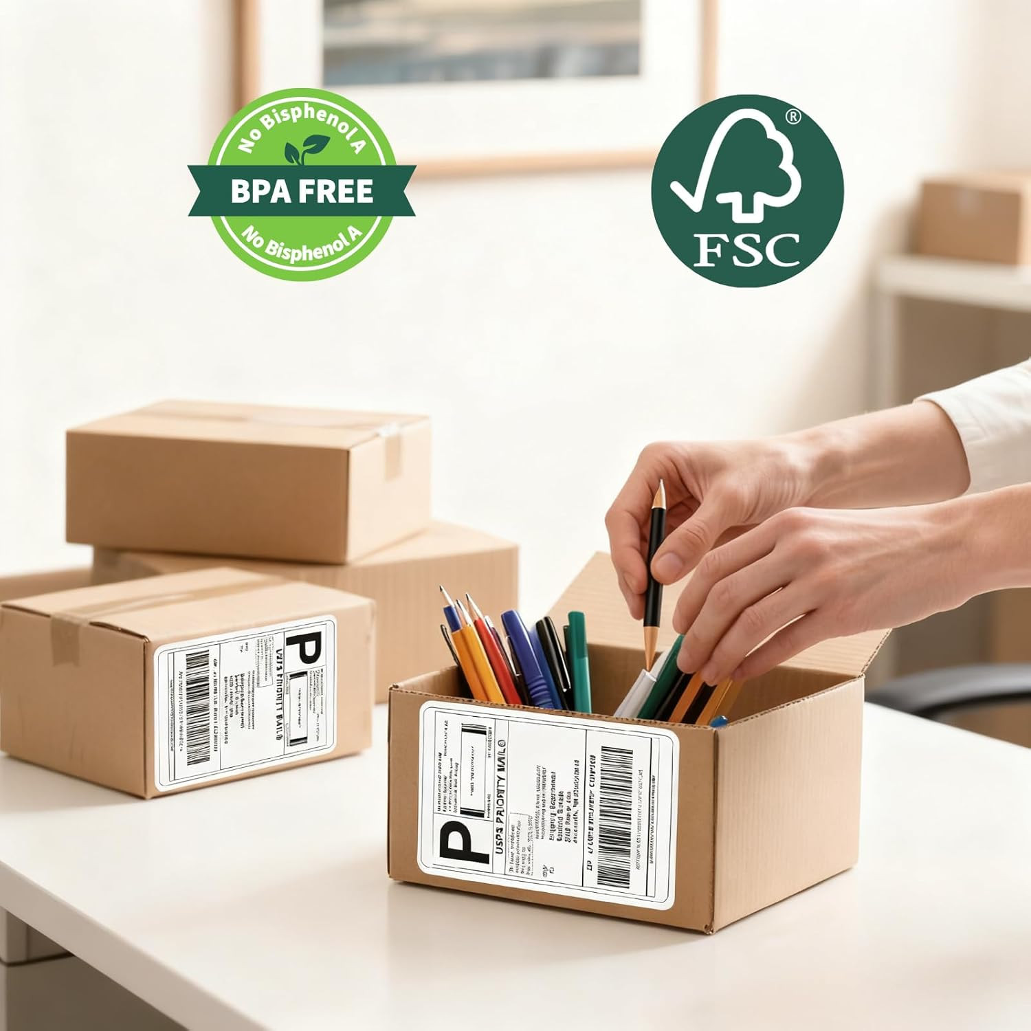 100 4X6 Thermal Labels 100/Stack, Shipping Thermal Labels 4X6 Fanfold Compatibl