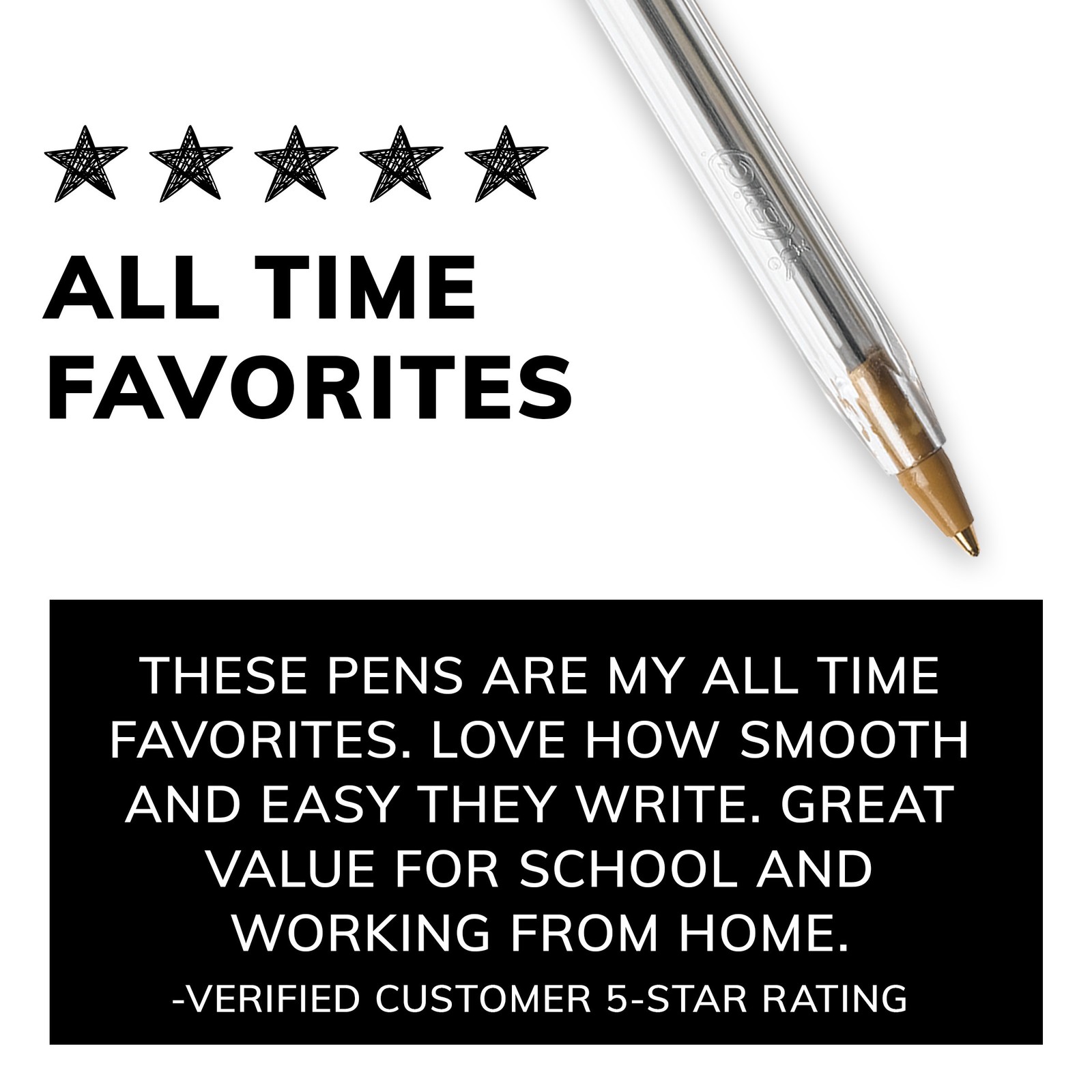 BIC Cristal Xtra Smooth Black Ballpoint Pens, Medium Point 1.0mm, 500-Count Pack
