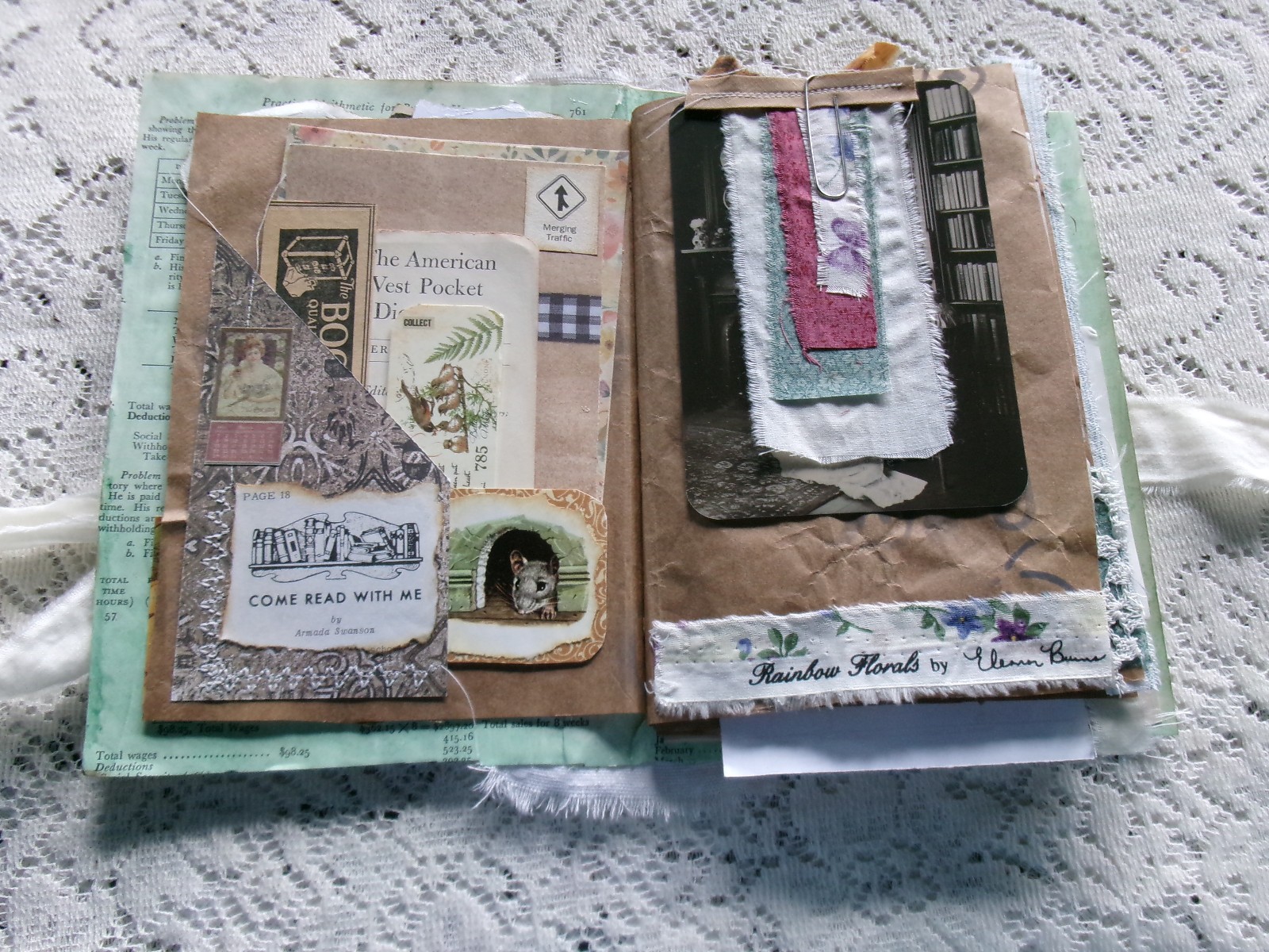 JUNK JOURNAL LADY IN THE MIRROR 6 1/2″ X 9″ APPROX. 50 PAGES