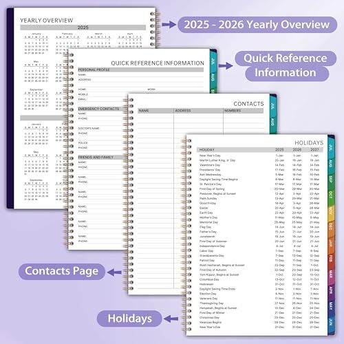 2025 Daily Planner – 8.2″ x 10.9″, Hourly Schedule with Monthly Tabs