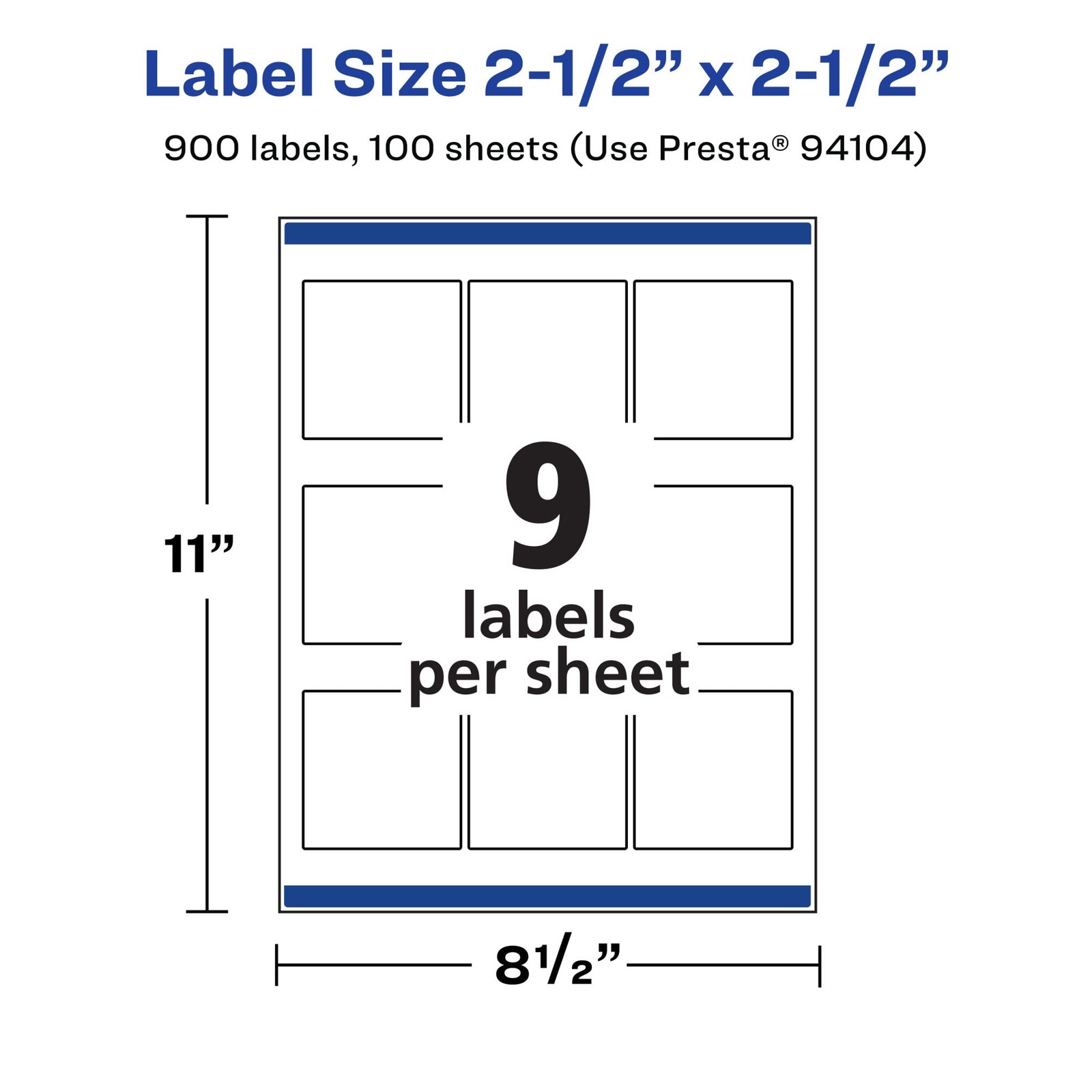 Avery Matte White Square Labels Sure Feed Technology 2.5 X 2.5 900 Matte White