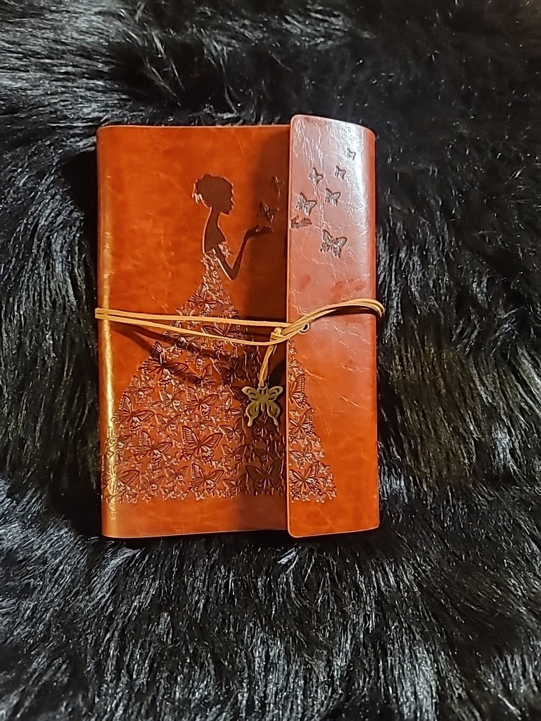 Retro Faux-Leather Butterfly Girl Scrapbook Any Special Day /Refillable Notebook