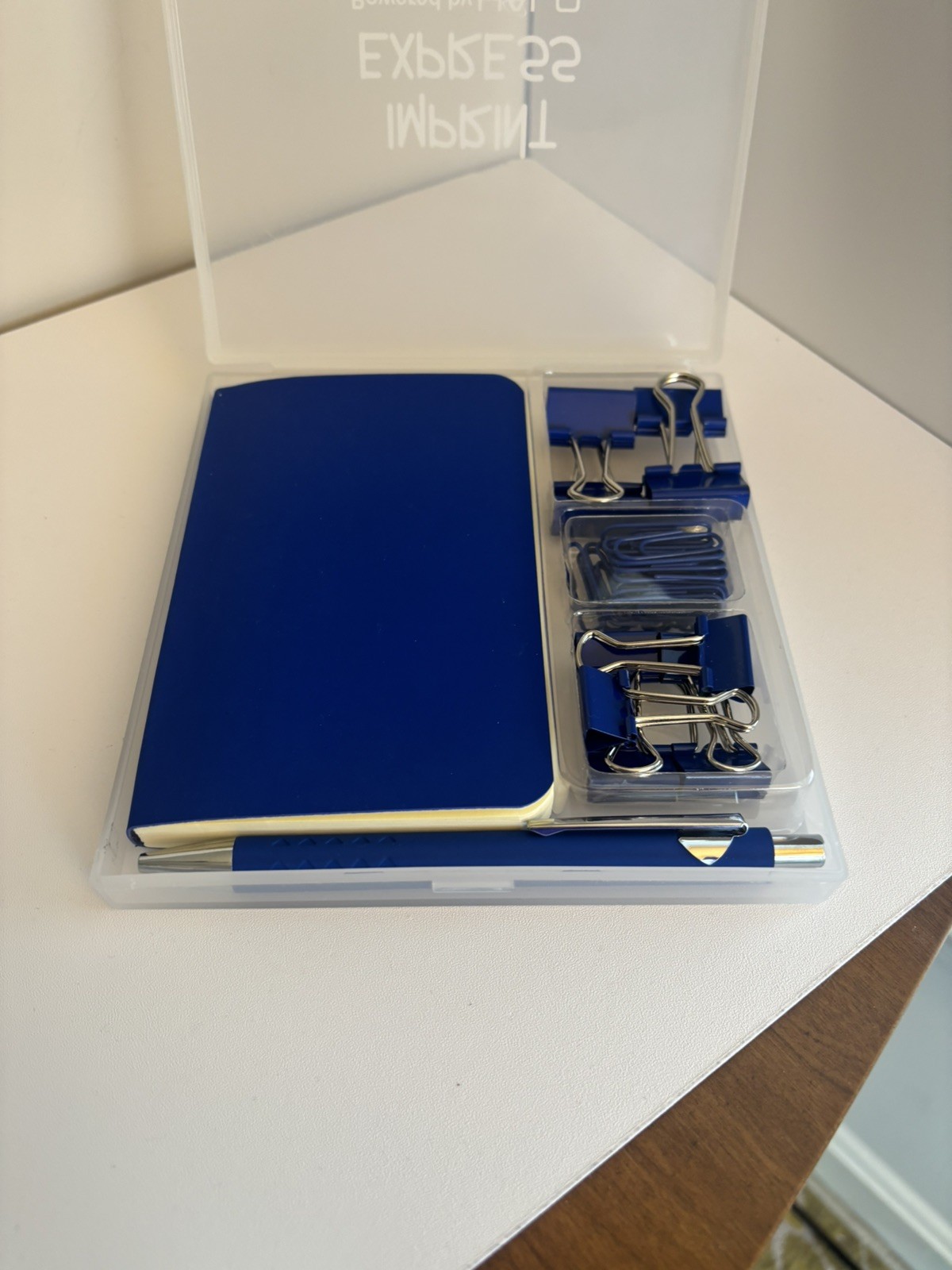 3.5″x5.5″ NOTEBOOK + pen, binder clips, paper clips