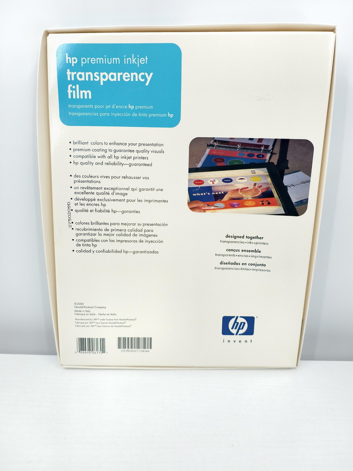 HP Papers Transparency Film 50 Sheets White Copy Paper Made In Italy C3834A 3M