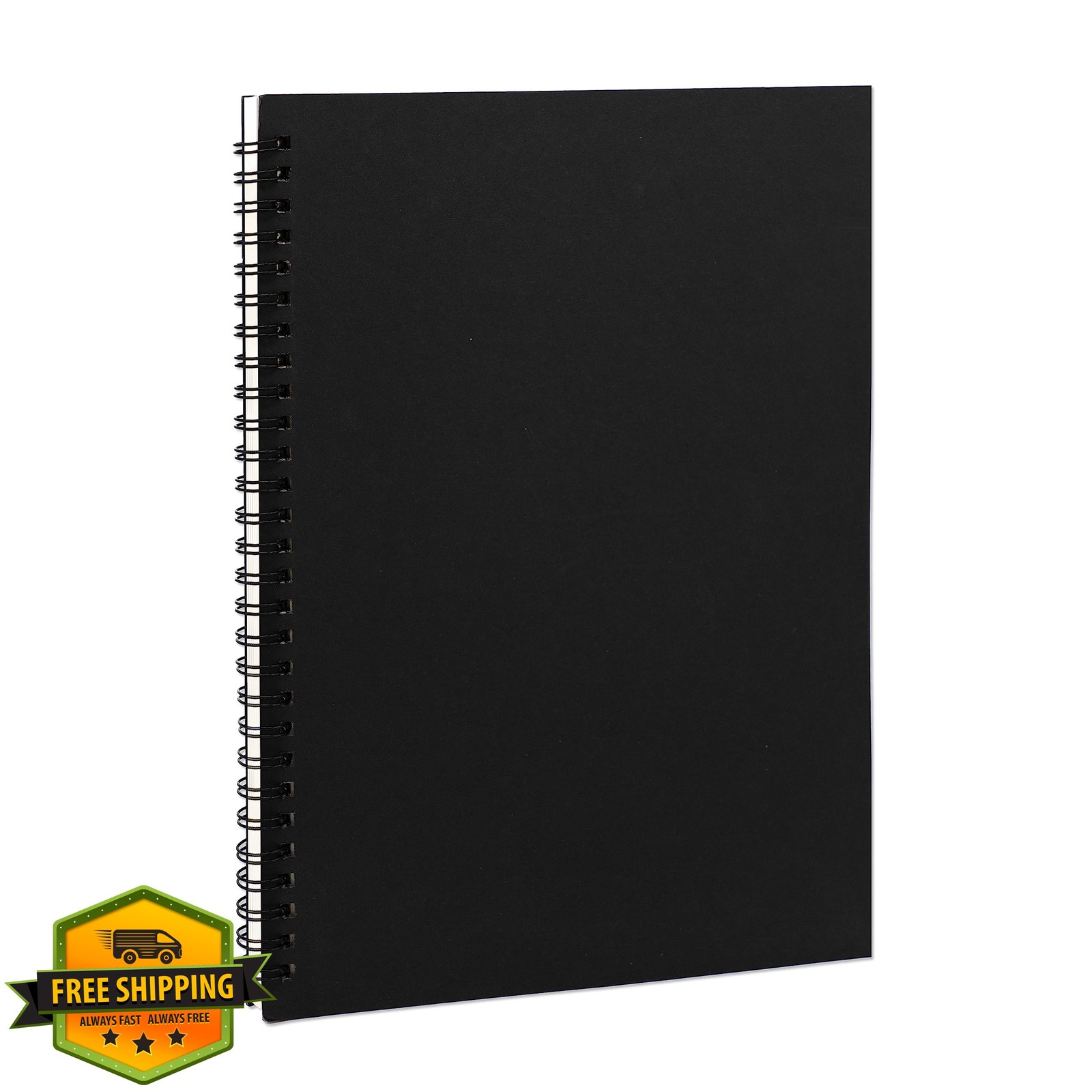 DSTELIN 10×7.5 Spiral Notebook, Black Soft Cover Sketchbook 120 Pages