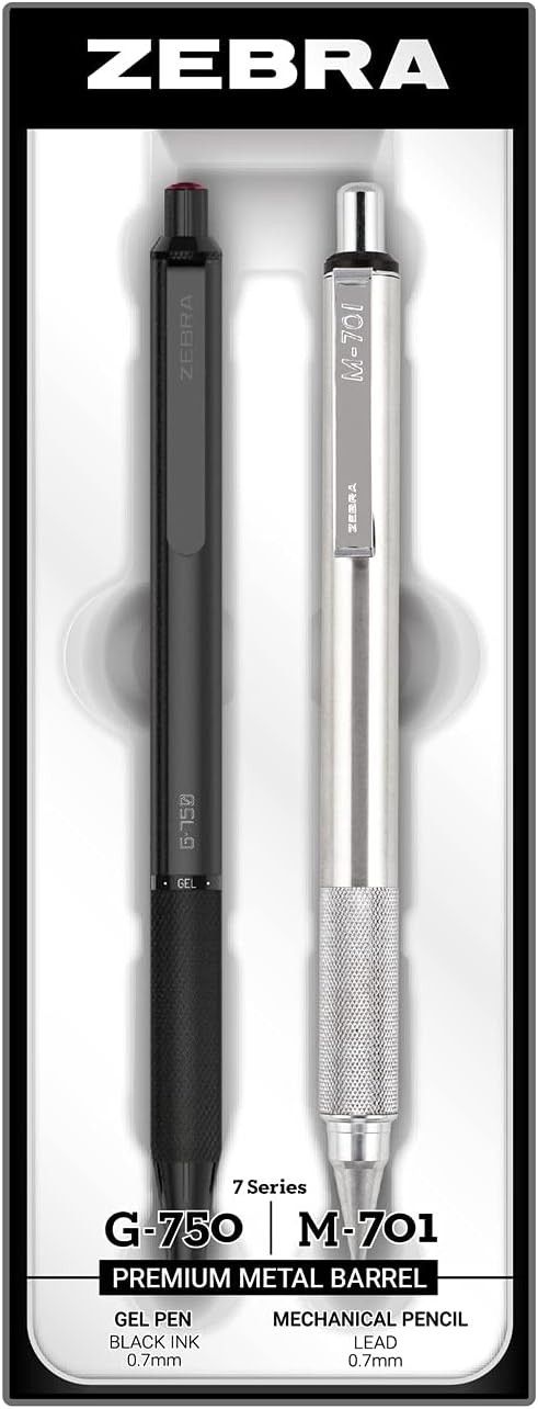 Premium Writing Set, G-750 and M-701 Retractable Gel Black Ink Pen/Pencil Set,
