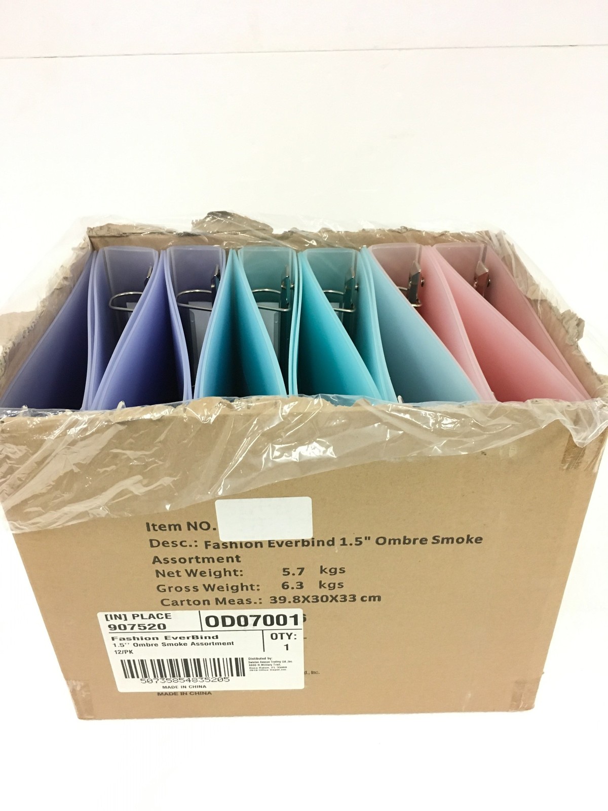 NEW Fashion Everbind 1.5″ Ombre Smoke Binders, Red Blue Purple 12 Pack FREE SHIP