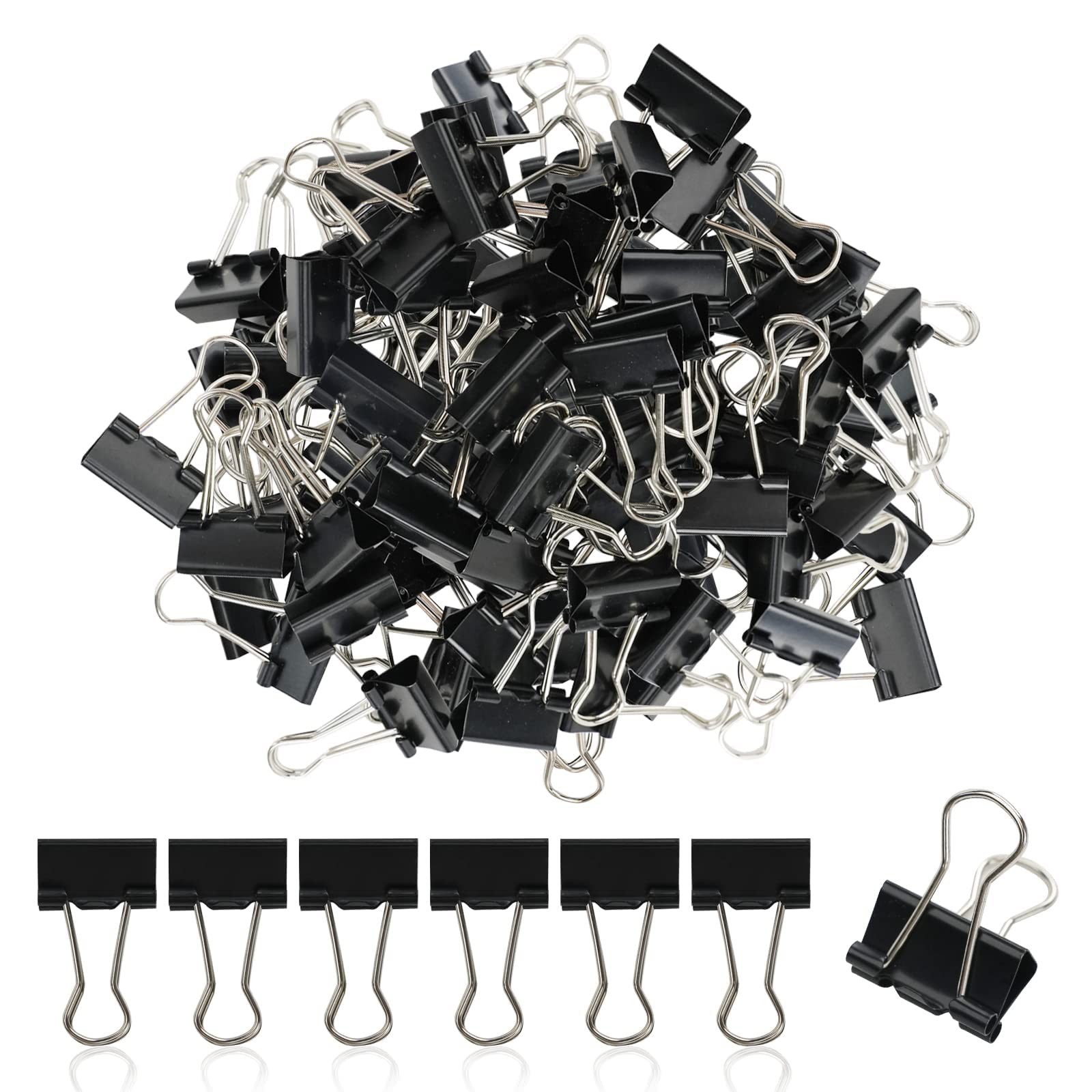 50 Pack (19Mm) Mini Binder Clips 3/4-Inch Small Black Paper Clamps
