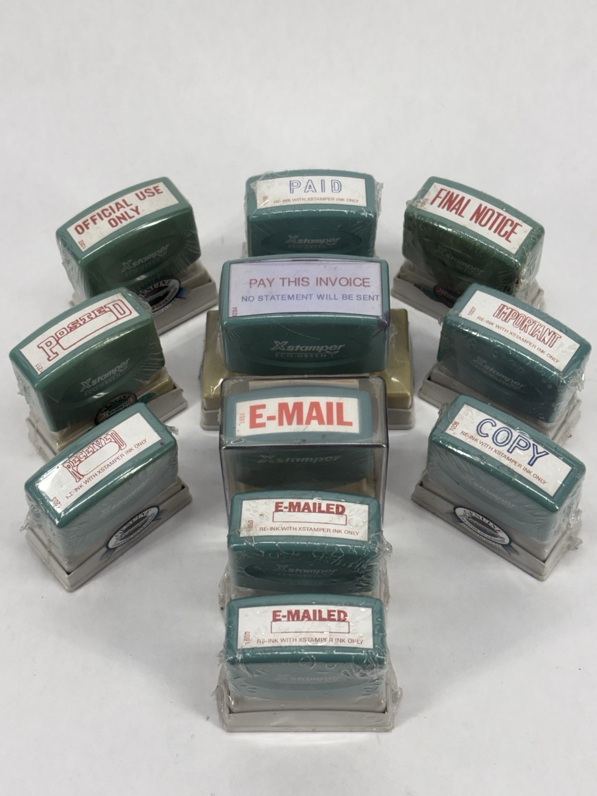 Vintage Xstamper Rubber Stamp Lot Sealed NOS PAID FINAL NOTICE E-MAIL POSTED