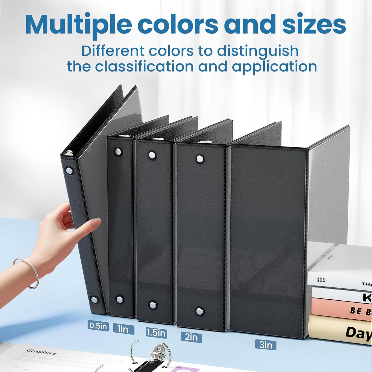 1/2 Inch Binders 3 Ring, Pvc-Free Clear View Half Inch Binders (Fits 8.5X11 Inch