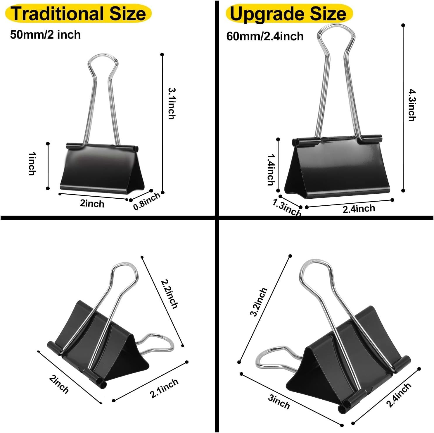Ufmarine Extra Large Binder Clips 2.4 Inch Length, Jumbo Binder Clips for Off…