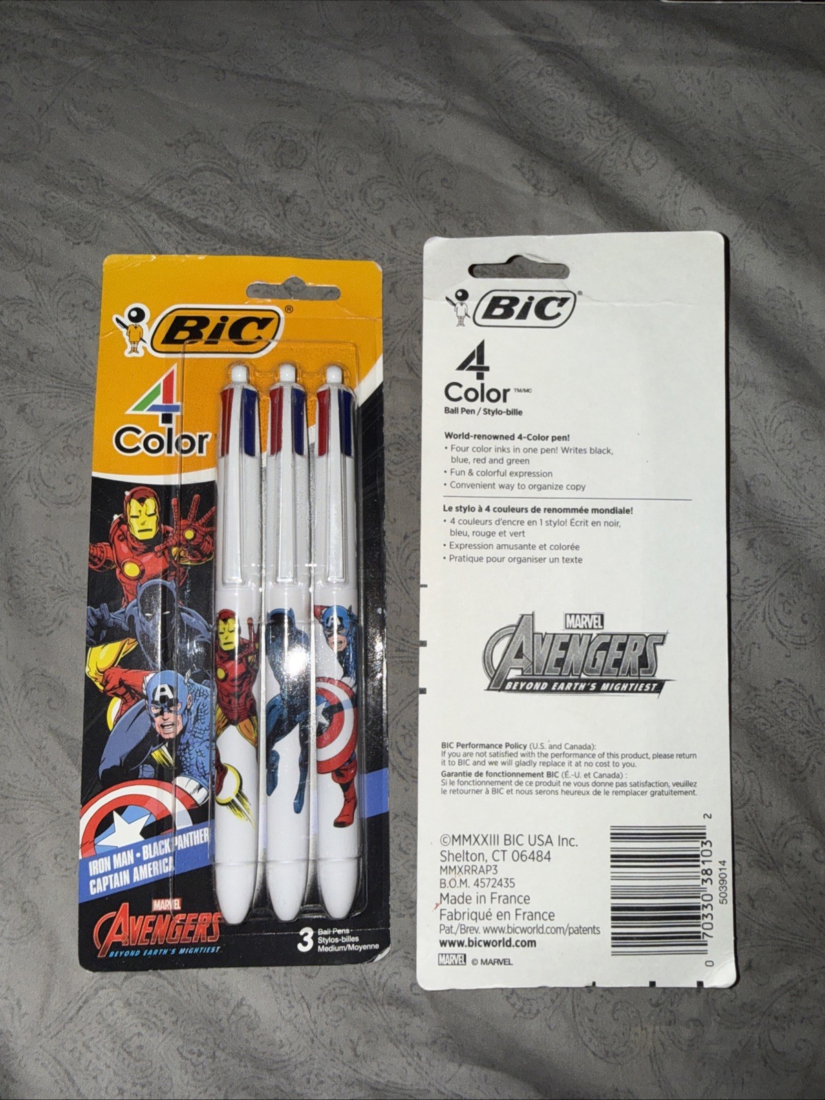 Marvel’s Avengers Edition BIC 4-Color 3Pk Retractable Ball Pens, Lot Of 2