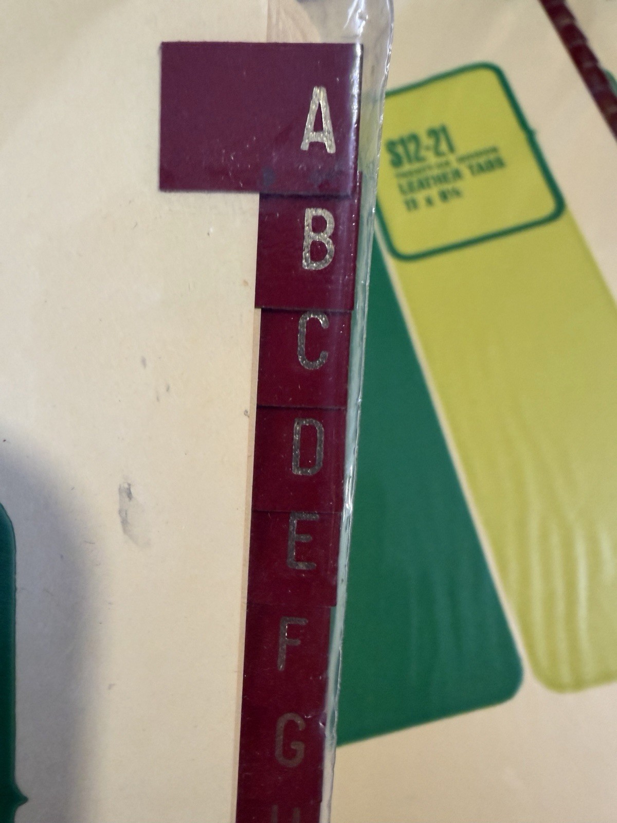 5 VTG Leather Tab Sets Page Dividers A-Z Booram & Pease 8.5” x 5.5”-NEW WITH BOX