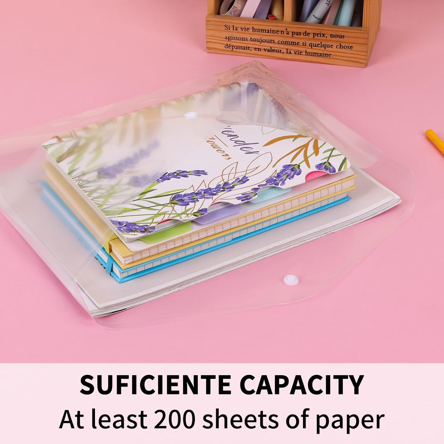 EOOUT 14pcs Plastic Envelopes, Clear Poly Folders with Button Snap Closure for D