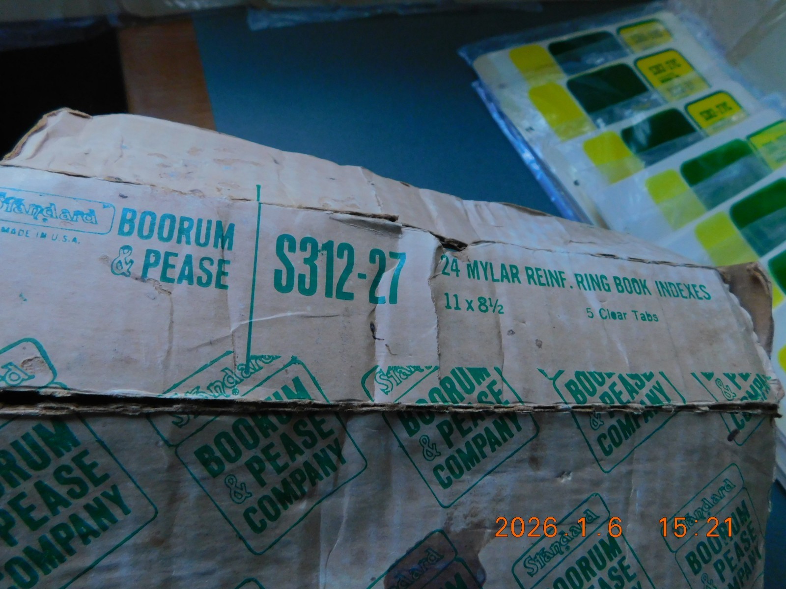 Vintage box of 16 pcks. Boorum & Pease Mylar-reinforced ring dividers with tabs