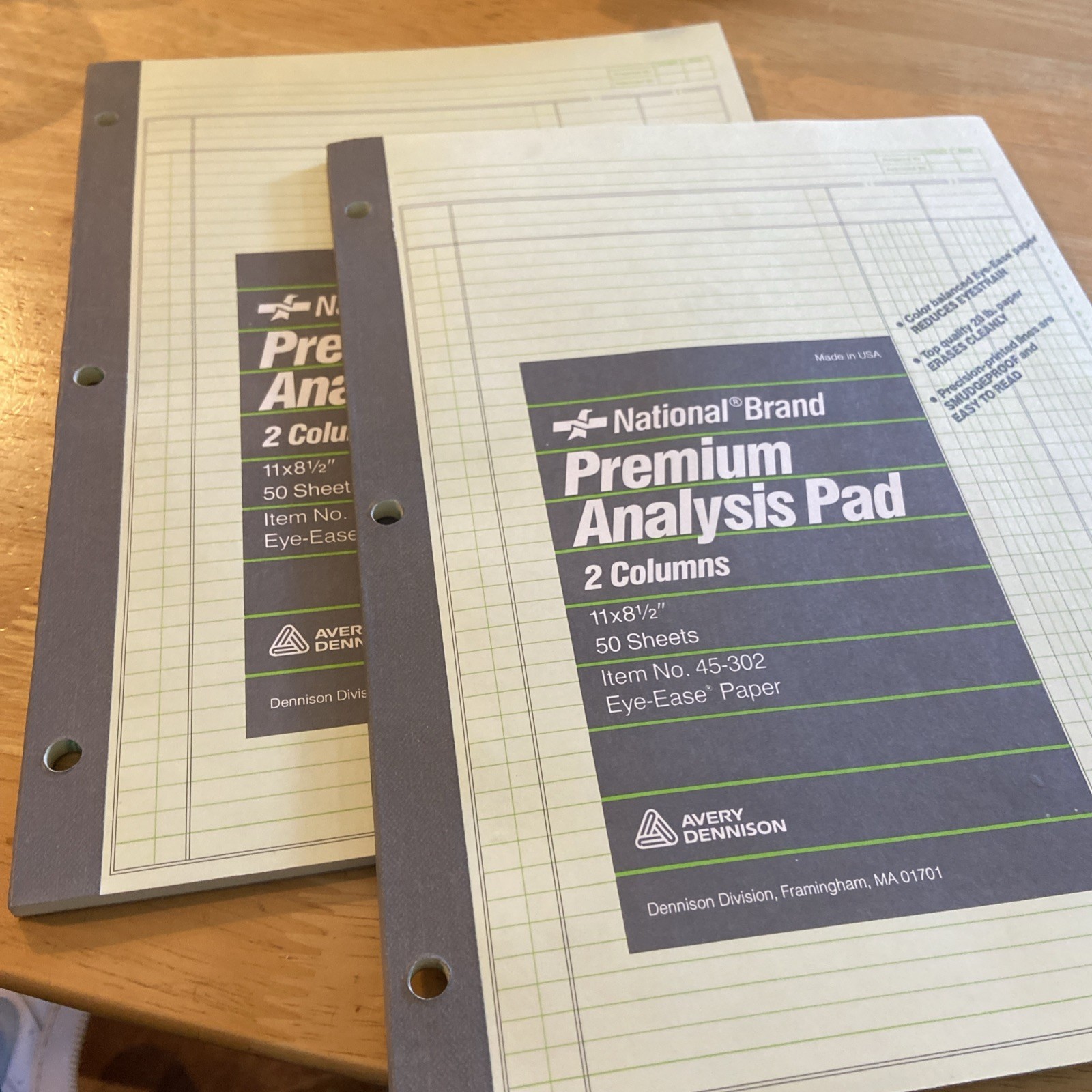 Avery National Brand Premium Analysis Pads 2 Column 11 x 8.5in 45-302 Lot of 2