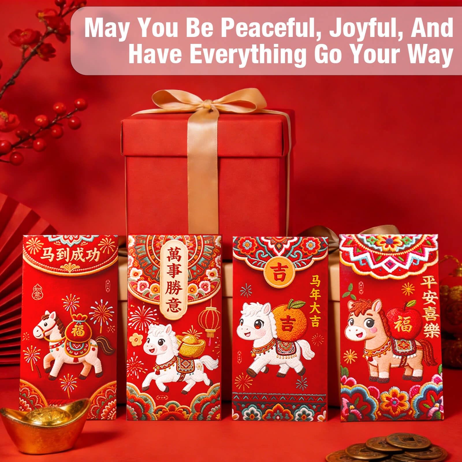 36PCS Chinese Red Envelopes, 2026 Year of the Horse New Year Red Envelopes, S…