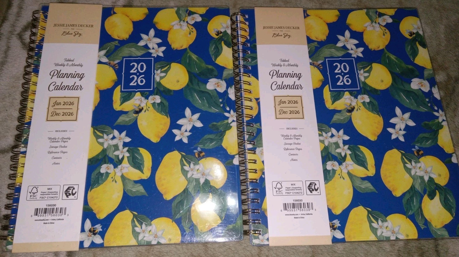 Set Of 2 Blue Sky Rachel Parcell Jan-Dec 2026 Calendar Planner Weekly New Lemon