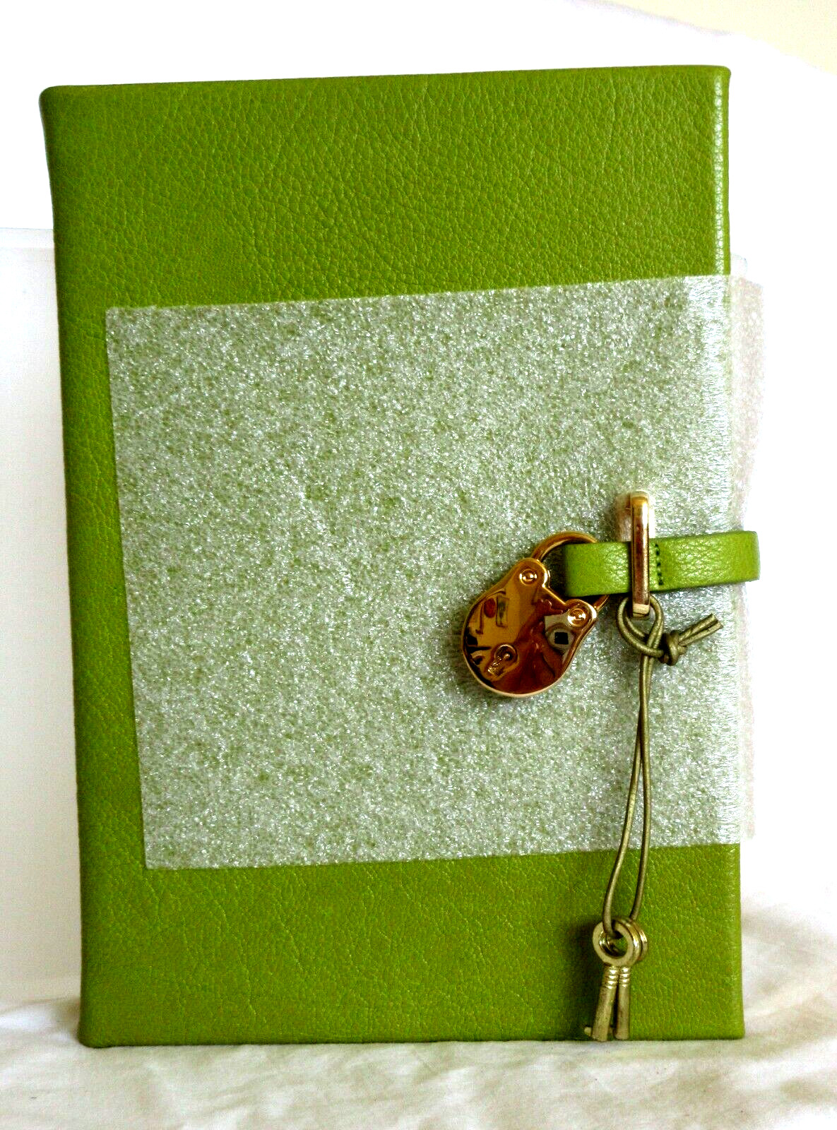 Diary with Padlock 8″ Leather Hardcover NEW Lined Pages Green Gift Box $95List