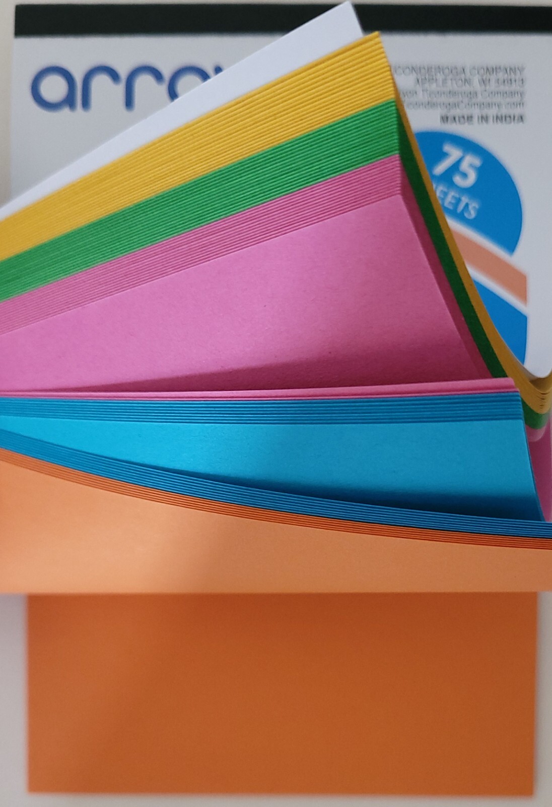 Note Pads Notepads Unruled 5 Vibrant Colors 4X6 Inches, 75 Sheets/Notepad