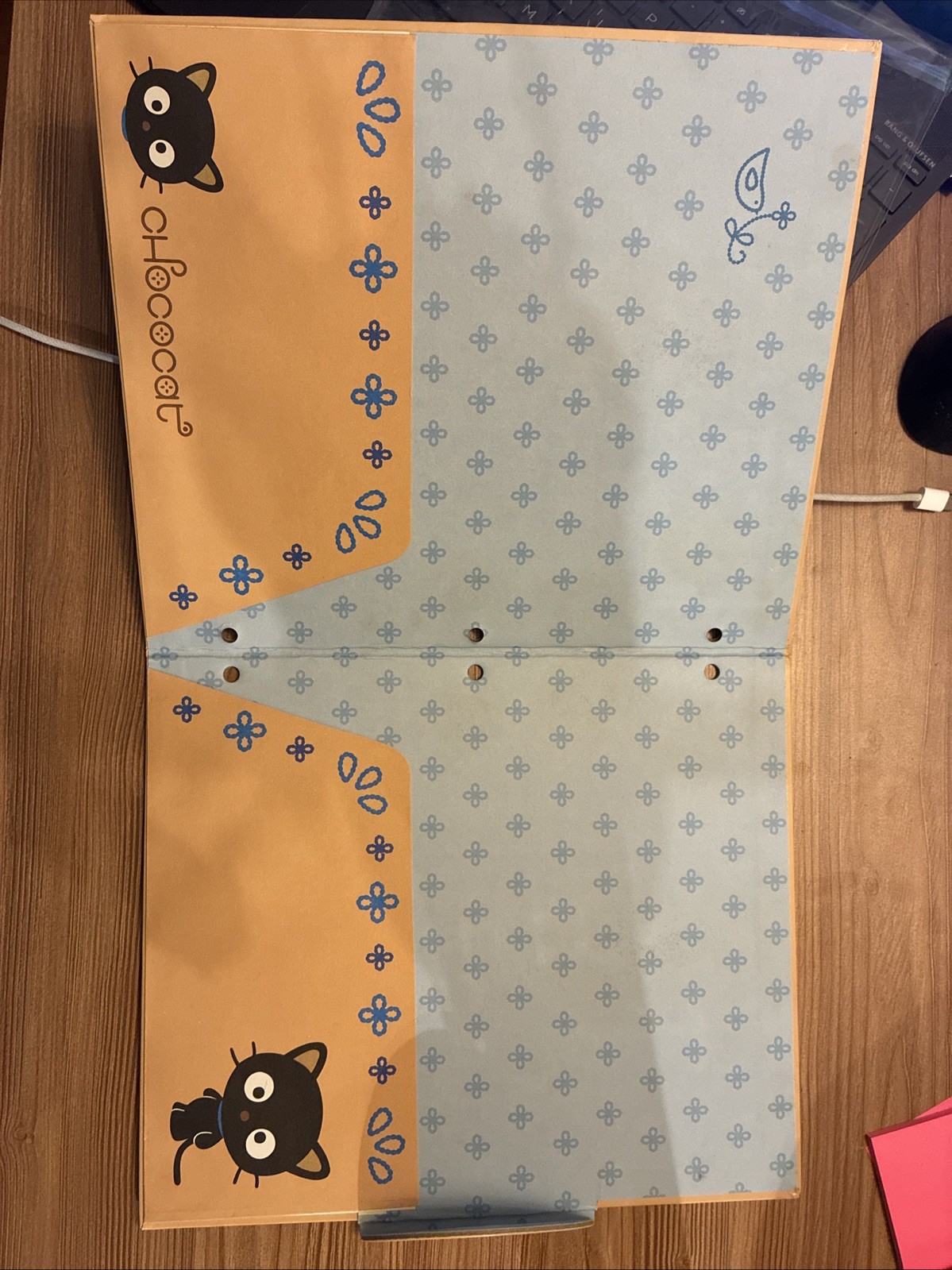 Chococat Tan & Blue 3-Hole File Folder With Closure