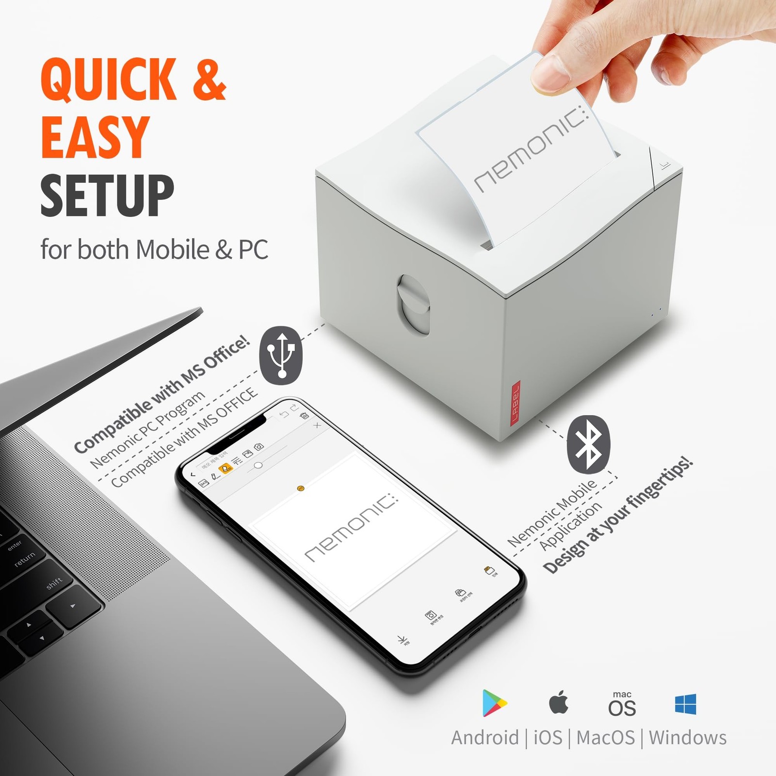Nemonic Label Printer | Inkless Bluetooth Thermal Label Printer for Small Bus…