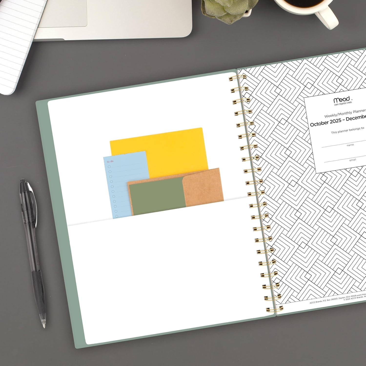 2026 Planner, Weekly & Monthly, 15-Month, 8-1/2″ X 11″, Large, Basic, Sage Green