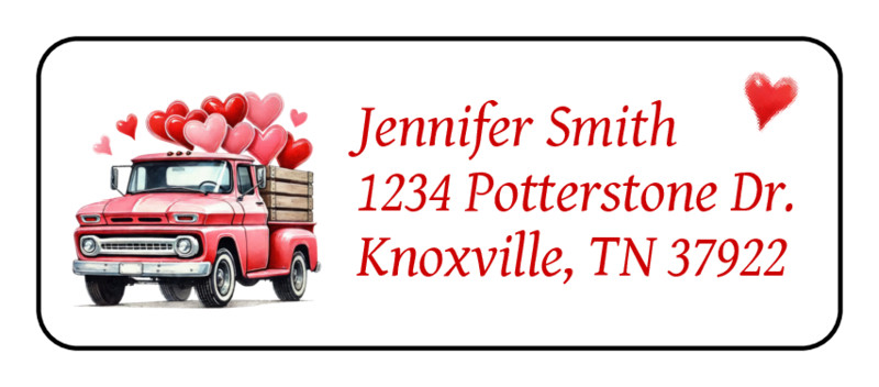 30 Valentines day return address labels personalized old truck