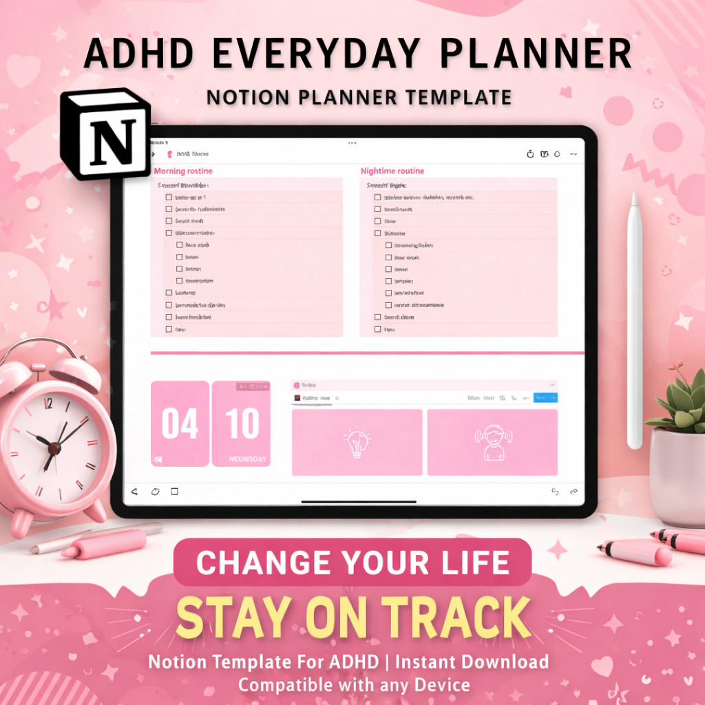 ADHD Digital Planner Daily ADHD Planner Adult ADHD Planner, 2026 Digital Planner