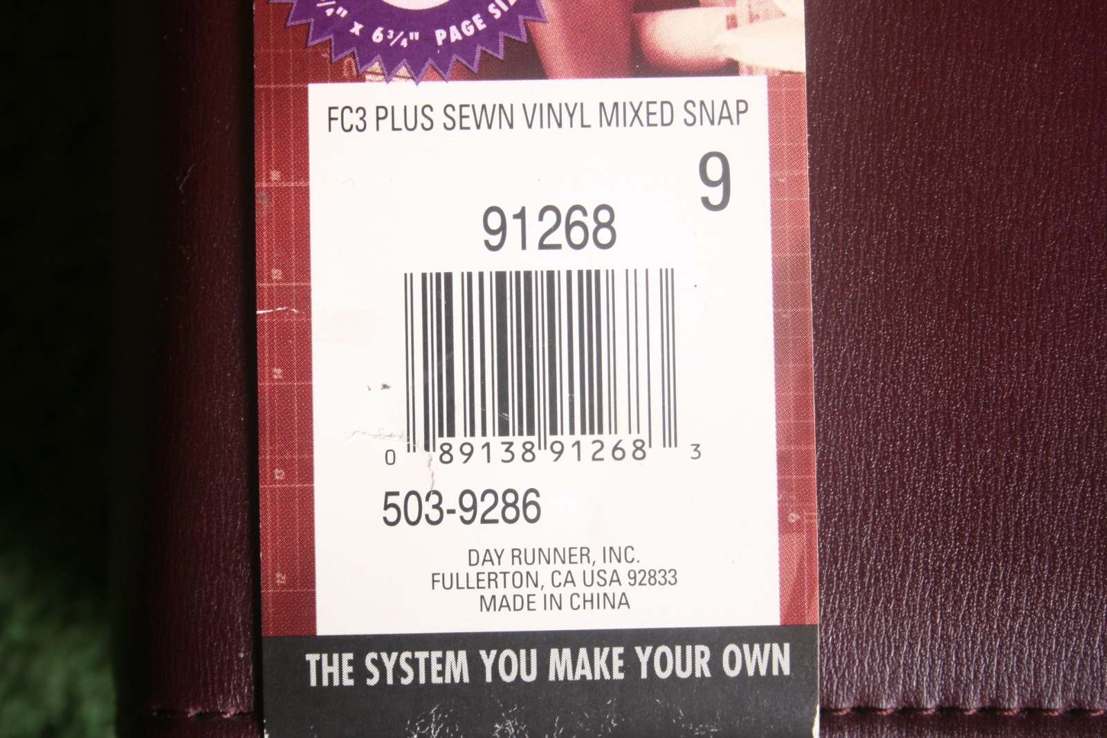 Vintage 1999 Day Runner Burgundy FC3 Plus Sewn Vinyl Mixed Snap 6-Ring Organizer