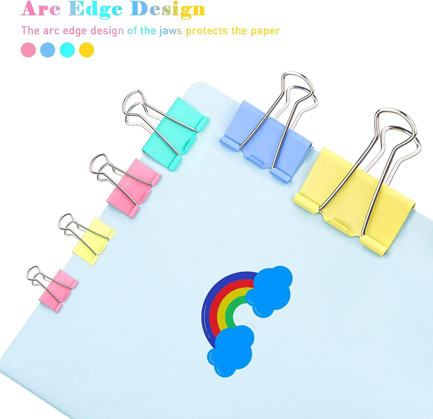 Small Binder Clips, 80 Pack, 3/4 Inch, 0.75 Inch, Standard 19mm, Mulitcolor, Met