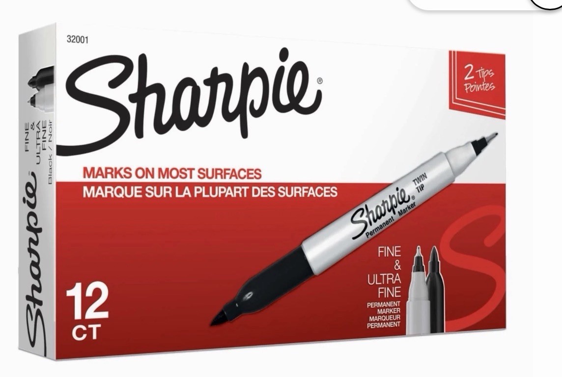 Sharpie 32001 Twin Tip Permanent Markers Fine and Ultra Fine 12 Piece – Black